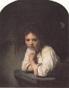 REMBRANDT Harmenszoon van Rijn Girl leaning on a window-sill (mk33) France oil painting reproduction